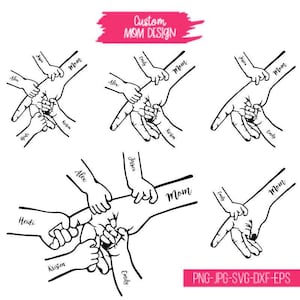 1-5 manos de madre/abuela y niño Svg, mano de mamá y niño personalizada Svg, regalo del día de la madre Svg, mano de mamá Svg, mano de abuela y niños SVG