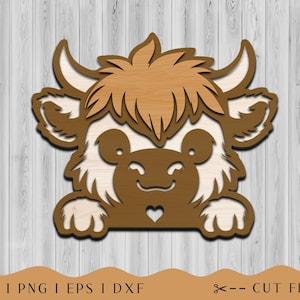 3D Layered Highland Cow SVG, Layered Papercut SVG, Layered Cow SVG, Laser Cut Cow, Long Hair Cow Svg, Circuit Glowforge