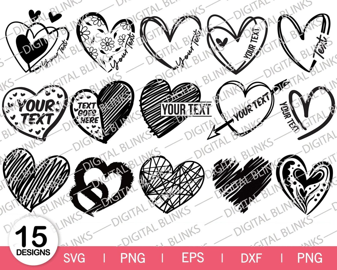 Doodle Heart SVG Bundle, Heart SVG Bundle, Hearts SVG, Love Svg ...