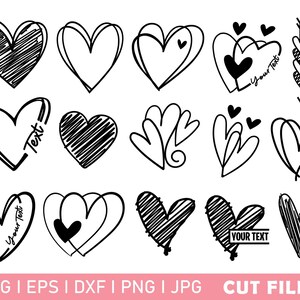 Doodle Heart SVG Bundle, Hand Drawn Heart SVG, Doodle Heart Svg, Sketch ...
