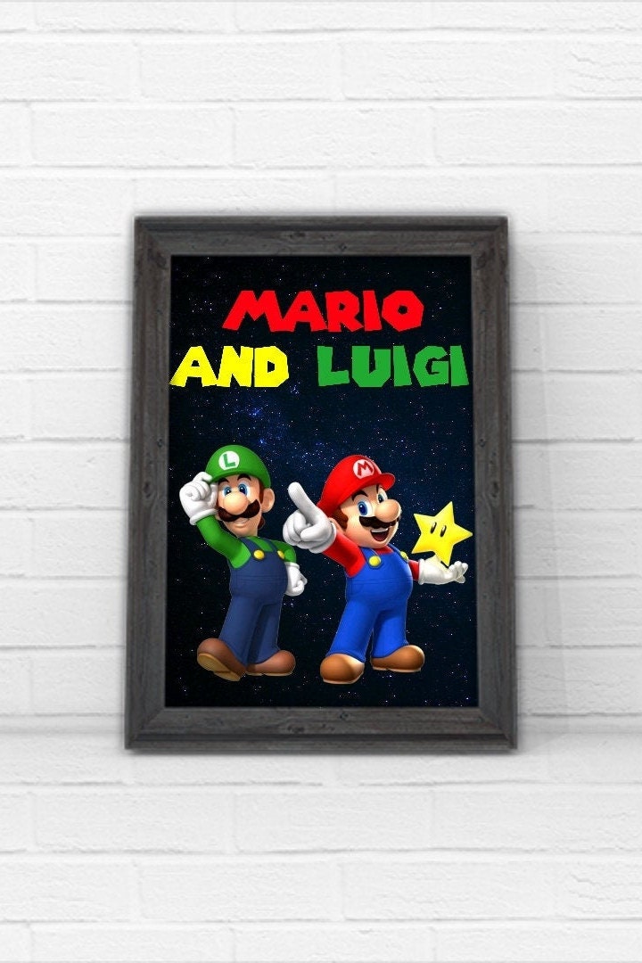 Mario y Luigi Print Wall Art Mario y Luigi Idea de hogar o | Etsy