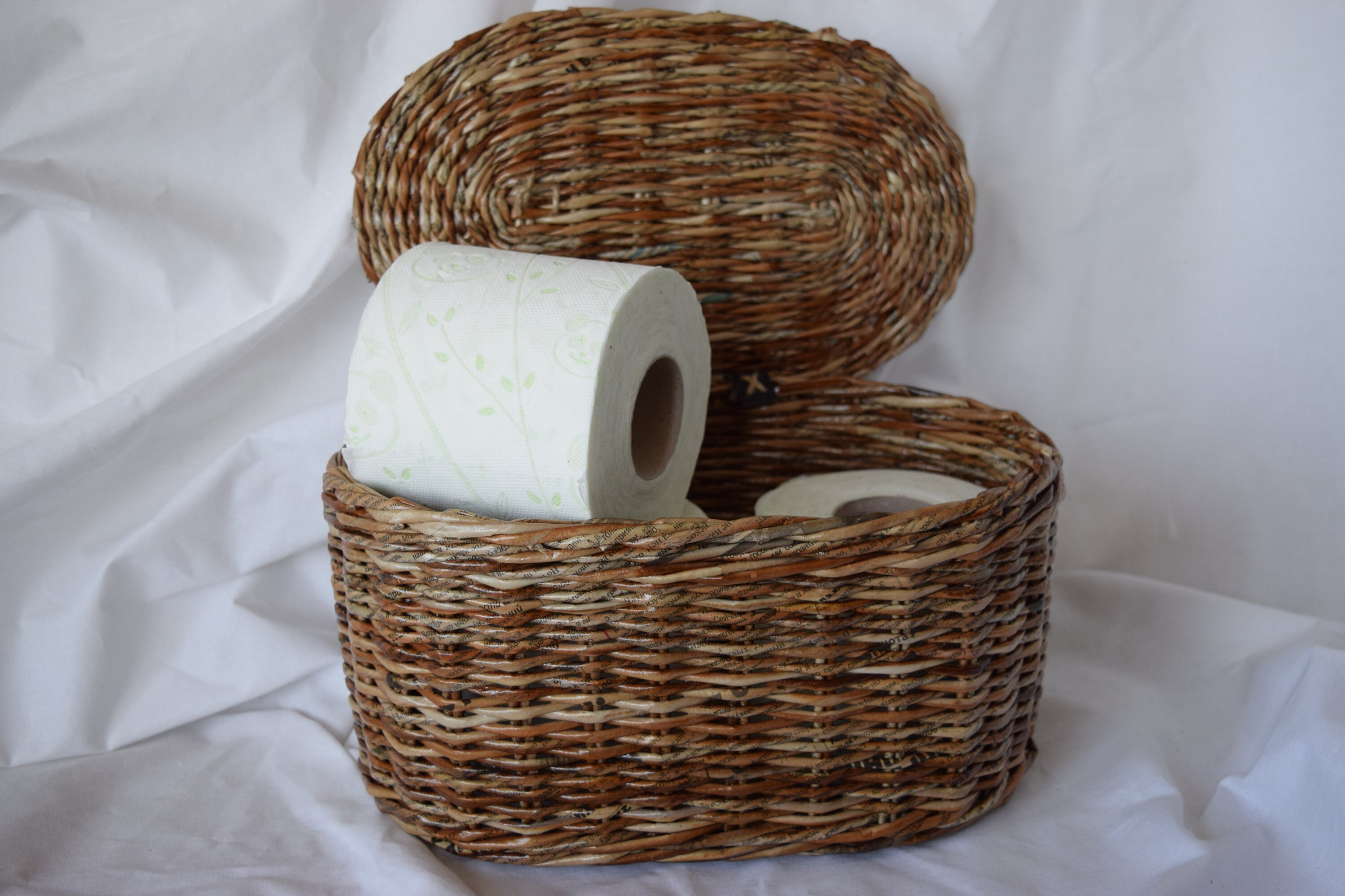 Toilet paper storage basket Lidded Spare Roll Holder Toilet Etsy