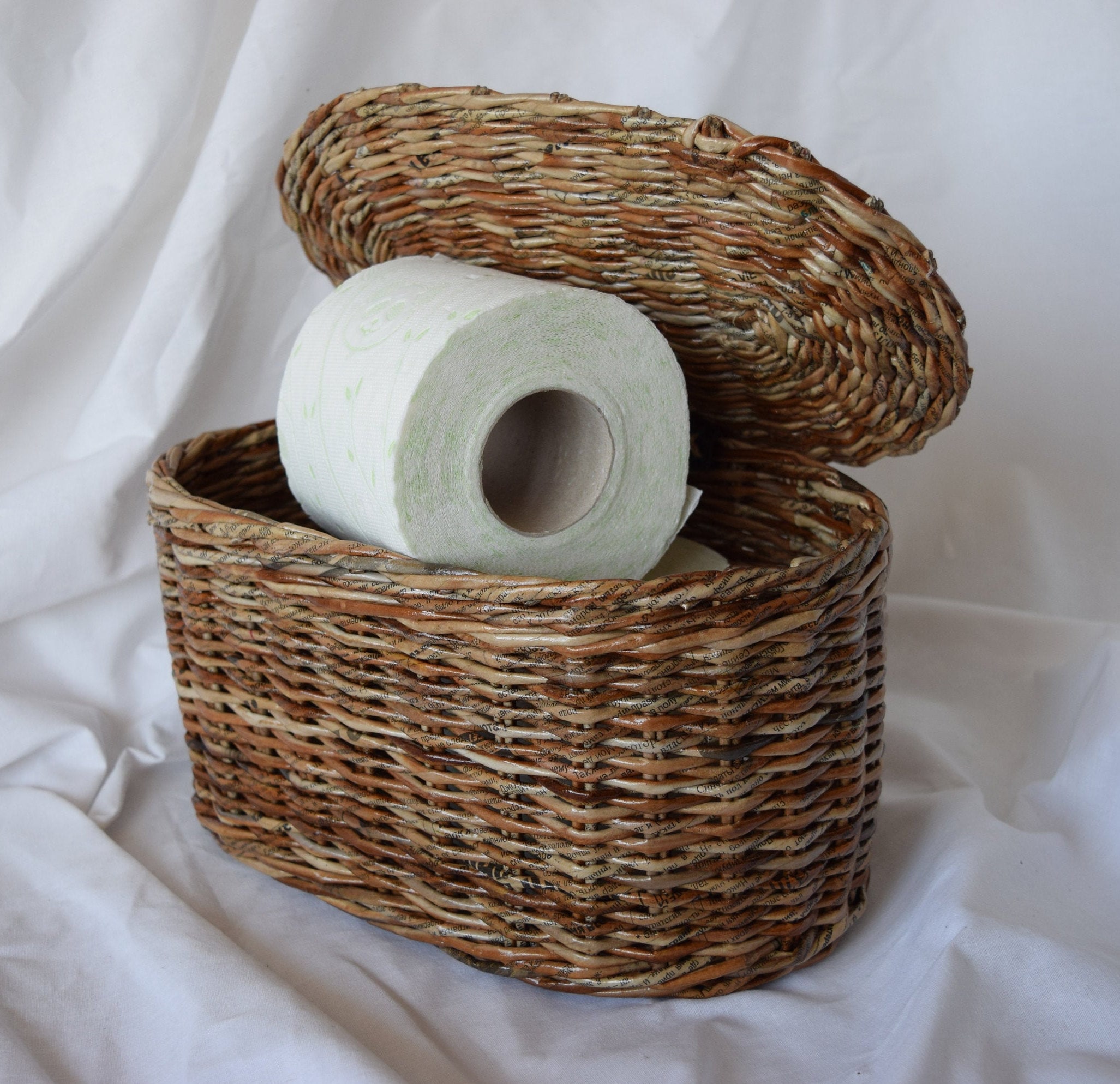 Toilet paper storage basket Lidded Spare Roll Holder Toilet Etsy