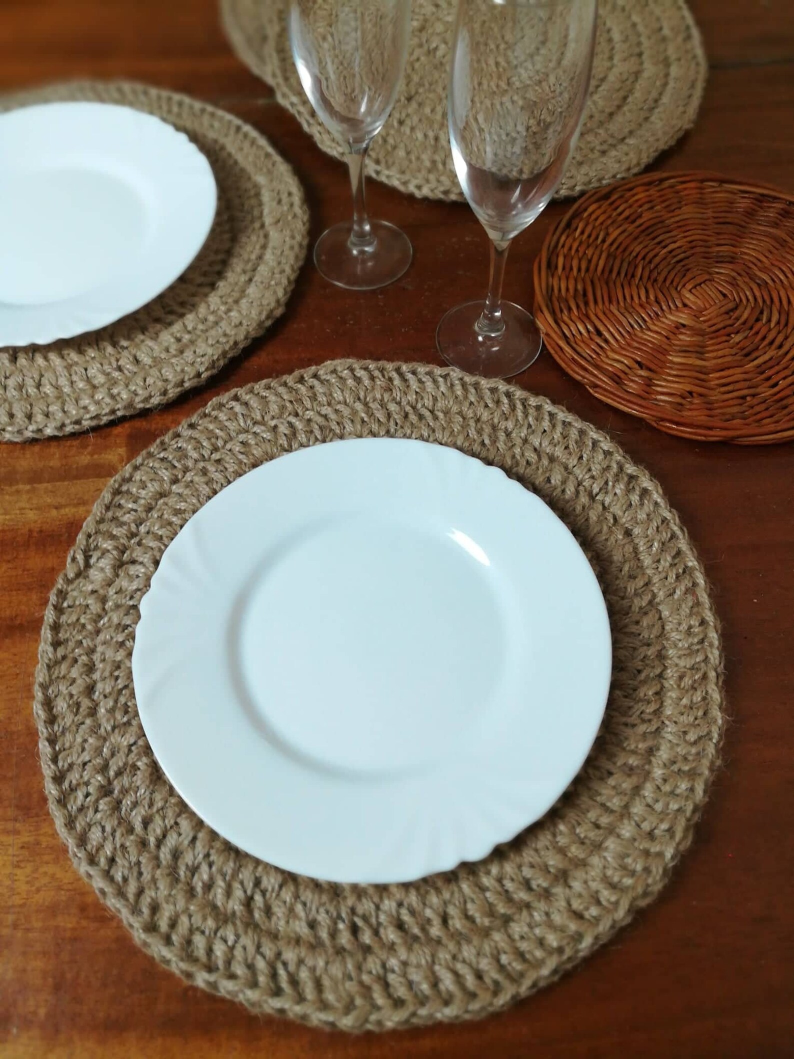 Jute Placemat Round Placemats Crochet Jute Rope Placemats Etsy