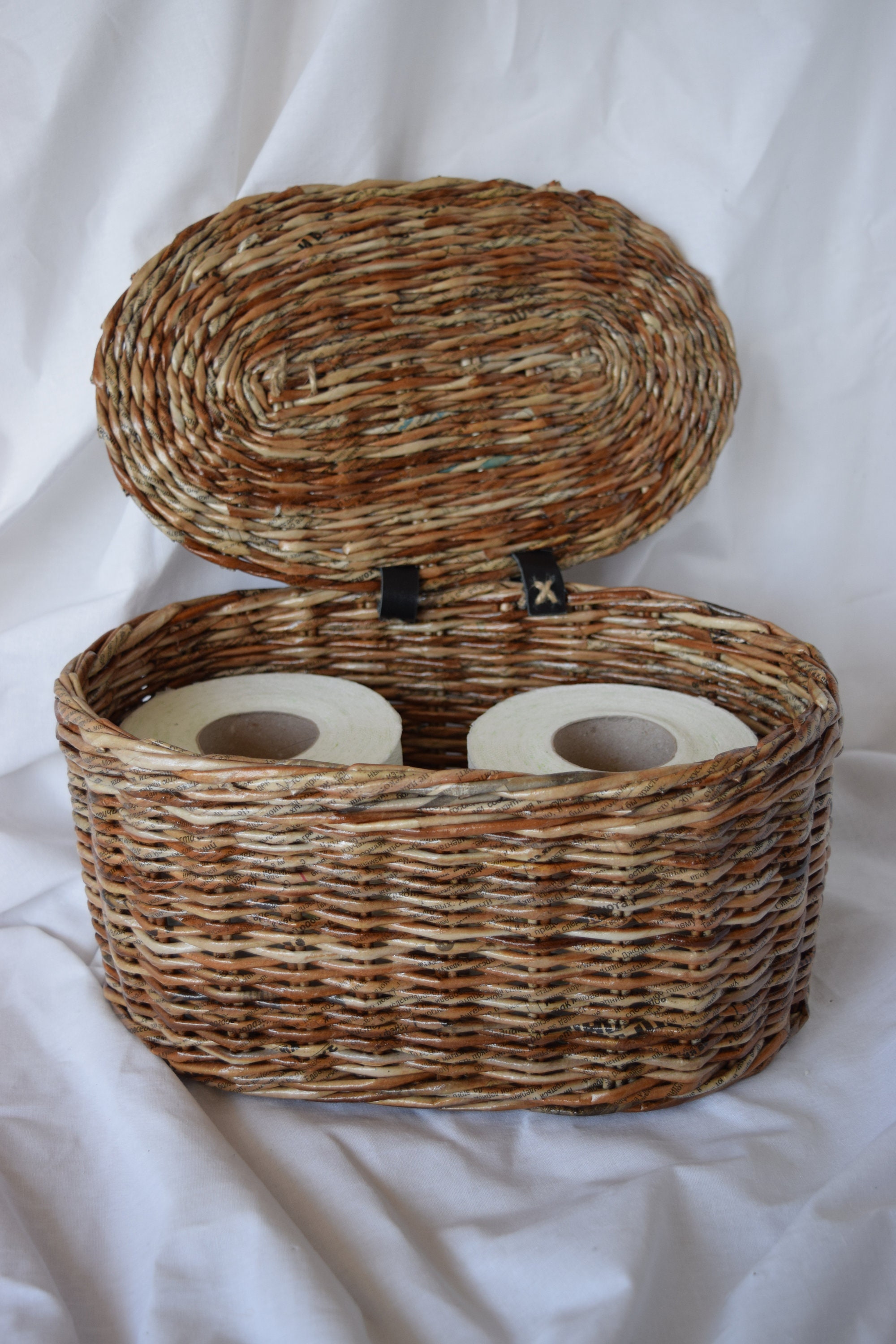 Toilet paper storage basket Lidded Spare Roll Holder Toilet Etsy