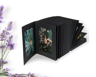 100 cartes Leporello noires sans fin pour les anniversaires | Deuil | cadeaux personnels| pour les photos au format 9x13 [SL-201238-R]