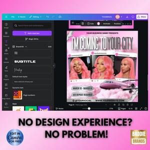 Traveling Makeup Artist Flyer, Traveling Hairstylist, Traveling Lash Tech Flyer, Im Coming to Your City Promo Flyer (Digital Download) image 7