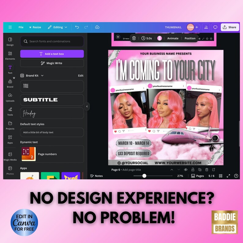 Traveling Makeup Artist Flyer, Traveling Hairstylist, Traveling Lash Tech Flyer, Im Coming to Your City Promo Flyer (Digital Download) image 7