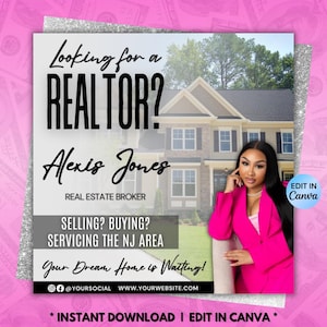 Realtor Flyer Template: Buying or Selling, Open House (Canva Editable)