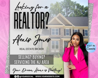 Realtor Flyer Template: Buying or Selling, Open House (Canva Editable)