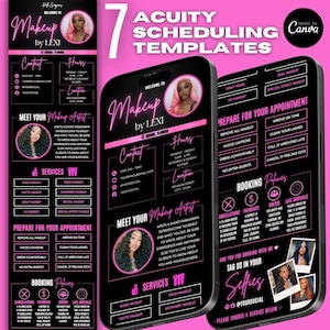 Acuity Scheduling Template Makeup Artist | MUA Website Template | Acuity Spielplan | Buchenseite | Canva Vorlage | Pink und Schwarz Acuity
