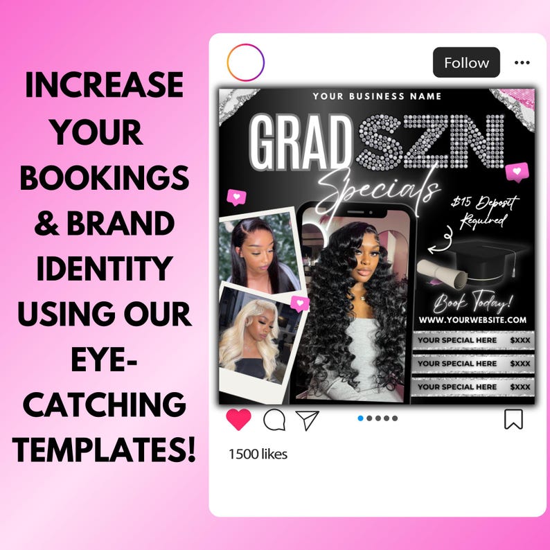 Graduation Hair Specials Flyer, Lash, Nail, Braids (digital File) - Etsy