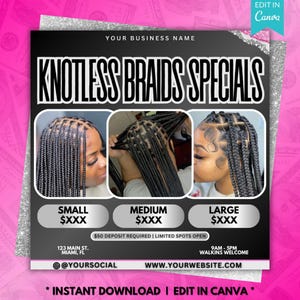 Dépliant spécial tresses sans noeuds, modèle de réservation de tresses (téléchargement numérique)