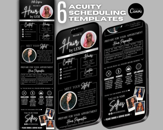 Acuity Scheduling Website Template, Booking Site Template, Acuity Scheduling Template, Hair Lash Nails Braids Booking Policy