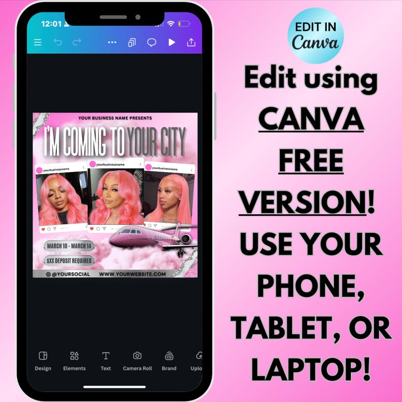 Traveling Makeup Artist Flyer, Traveling Hairstylist, Traveling Lash Tech Flyer, Im Coming to Your City Promo Flyer (Digital Download) image 5