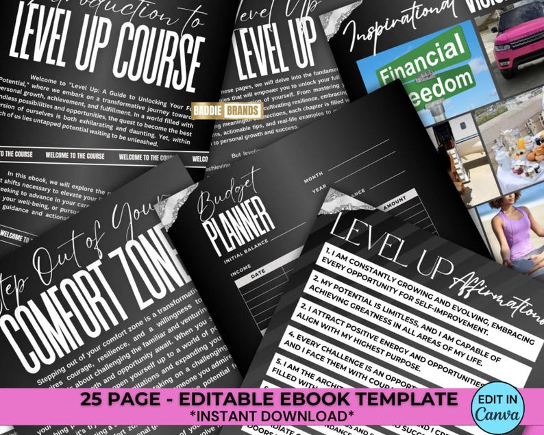 PLR Level Up ebook digital download template for entrepreneurs and digital marketers. Private Label Rights ebook cover and content pages, teaching how to edit, brand, and profit from PLR content. Perfect for online business owners, bloggers, influencers and content creators looking for passive income ideas.