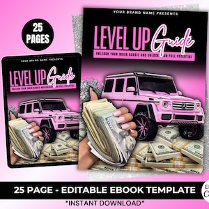 Level Up Ebook Template: 25-Page PLR, Editable in Canva (Digital Download)