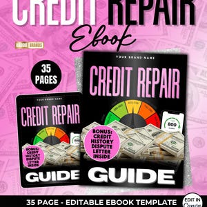 PLR Ebook Template - Credit Repair eBook with Dispute Letter Template - Master Resell Rights - Done For You Ebook, Add your brand and resell