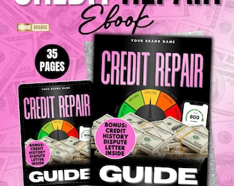 PLR Ebook Template - Credit Repair eBook with Dispute Letter Template - Master Resell Rights - Done For You Ebook, Add your brand and resell