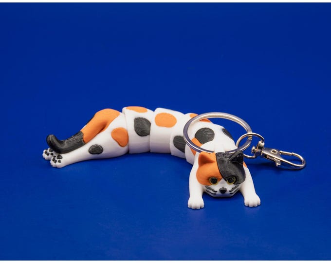 Featured listing image: Calico Cat Keyring: Articulated Flexi Fidget Toy