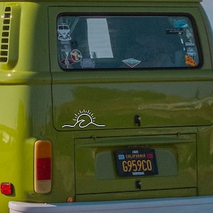 Sun and Waves Car Decal: 3M Vinyl Camper Sticker