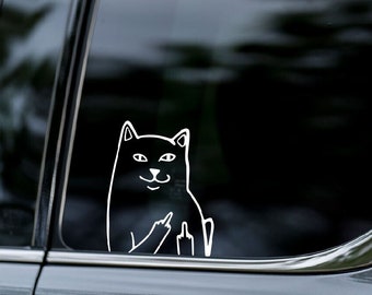 KATZE Mittelfinger, LUSTIG, Aufkleber, Vinyl Aufkleber, Autofenster, Auto Stoßstange, MacBook, Wasserflasche