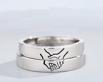 Passendes Versprechen Paar Ringe Einstellbar Ring für Frauen Männer Liebhaber Schmuck