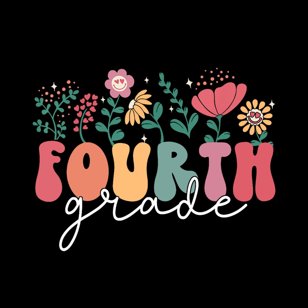 first-day-of-4th-grade-back-to-school-retro-groovy-flower-etsy