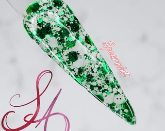 Pó para imersão com glitter sabor hortelã-pimenta