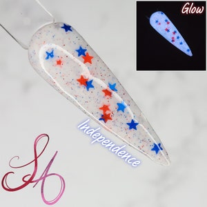 Independence Glow Dip Powder Red White Blue Stars