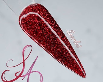 Scarlet Dip Powder Dark Red Glitter