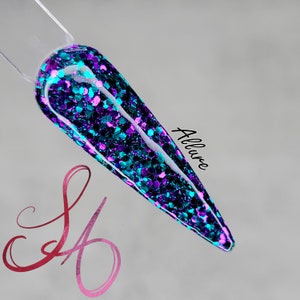 Allure Dip Powder Purple Teal Holo Glitter