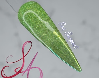 Sea Serpent Dip Powder Green Gold Shimmer
