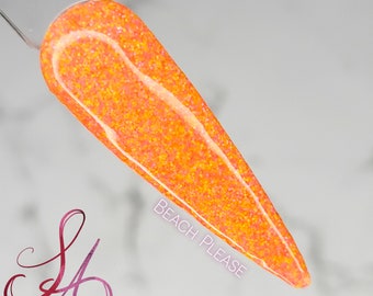 Beach Please Neon Matte Glitter Pink Yellow Orange Dip Powder