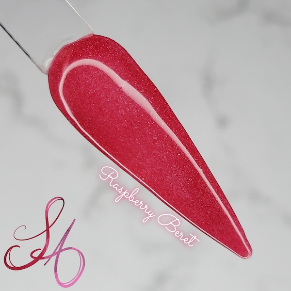 Raspberry Beret Pink Red Shimmer Dip Powder