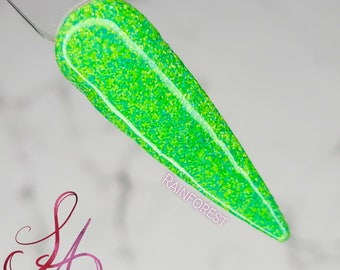 Rainforest Matte Neon Glitter Blue Yellow Green Dip Powder