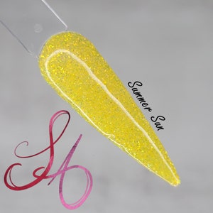 Pó de imersão Summer Sun Amarelo Glitter Iridescente