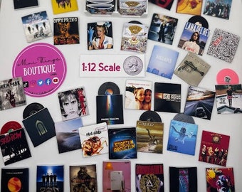 1:12 Scale Alternative Rock Record Albums with Pretend Records Inside (Handmade Each Sold Separately)