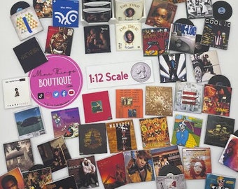 1:12 Scale Hip Hop Rap Mini Record Albums with PRETEND Records Inside (Each Sold Separately)