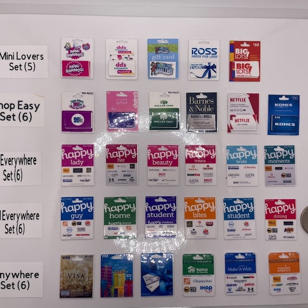 1:6 Mini Pretend Gift Cards that Hang