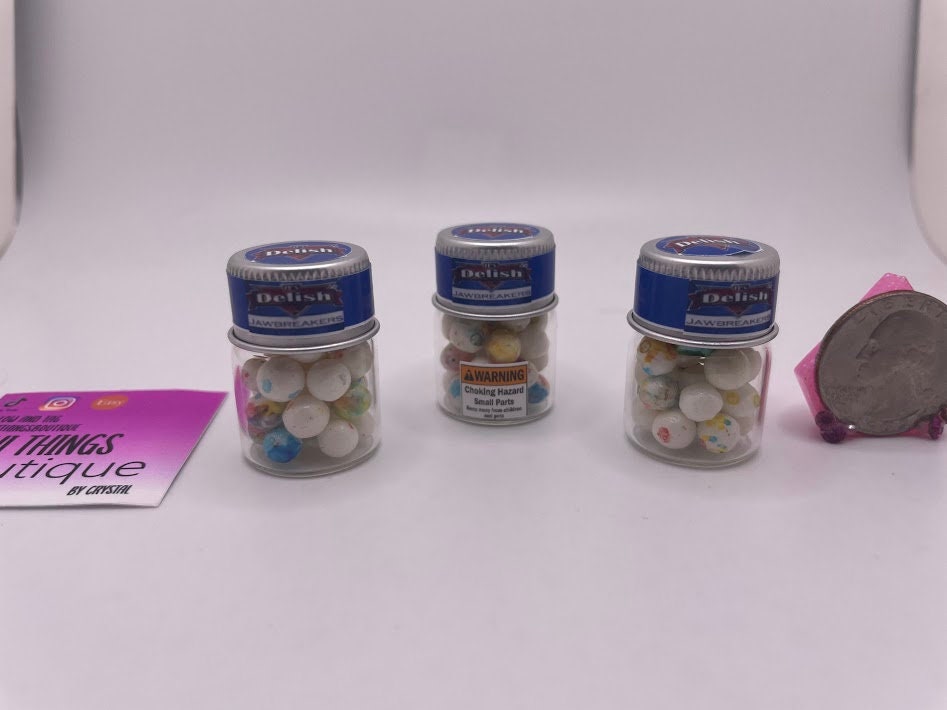 16 Mini Glass Jars with REAL Edible Jawbreakers (Each Sold Separately