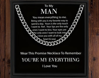 Necklace For Man Gift for Him Necklace for Him Necklace for Boyfriend Cuban Chain Necklace Gift For Husband Valentine's Day Gift