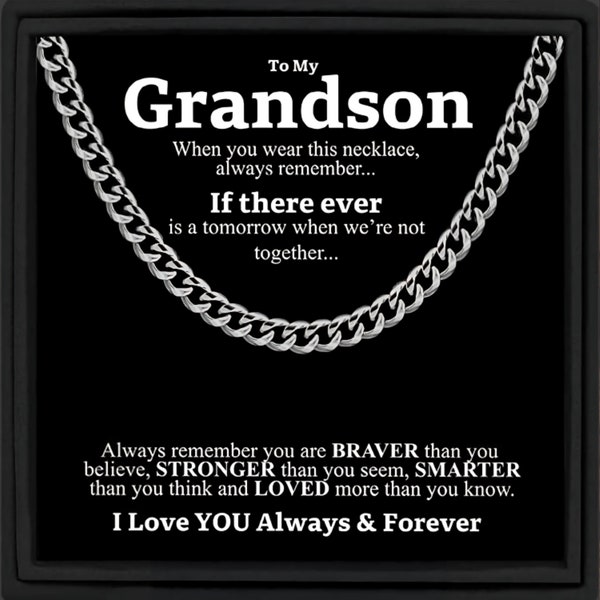 Gift for My Grandson Necklace Gift Christmas Gift For Grandson From Grandparents Birthday Gift For Grandson Cuban Chain Gift