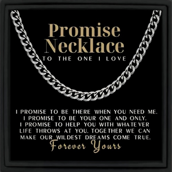 Promise Necklace Gift For Him Gift for Husband Gift Cuban Chain Necklace for Man Gift For Boyfriend Gift For Man