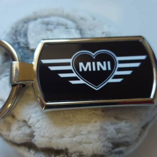 Mini cooper heart logo chrome keyring key fob keychain comes with free gift box
