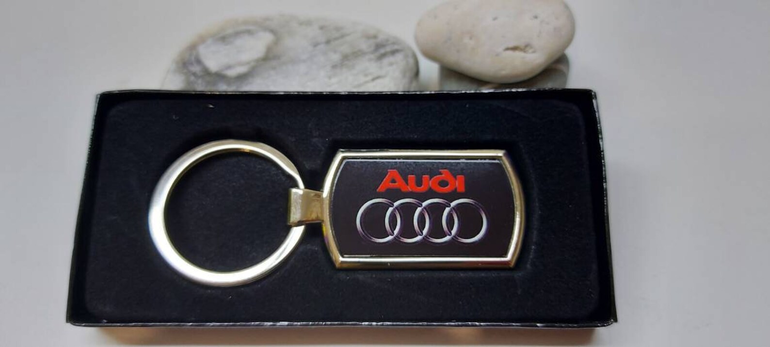 Audi logo rings chrome keyring key fob keychain Etsy