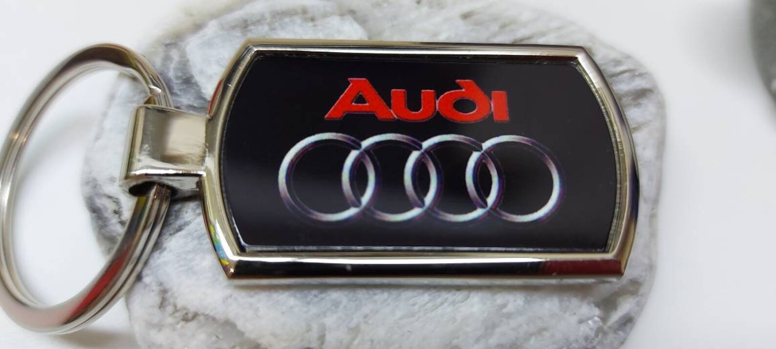 Audi Logo Rings Chrome Keyring Key Fob Keychain Comes With Etsy