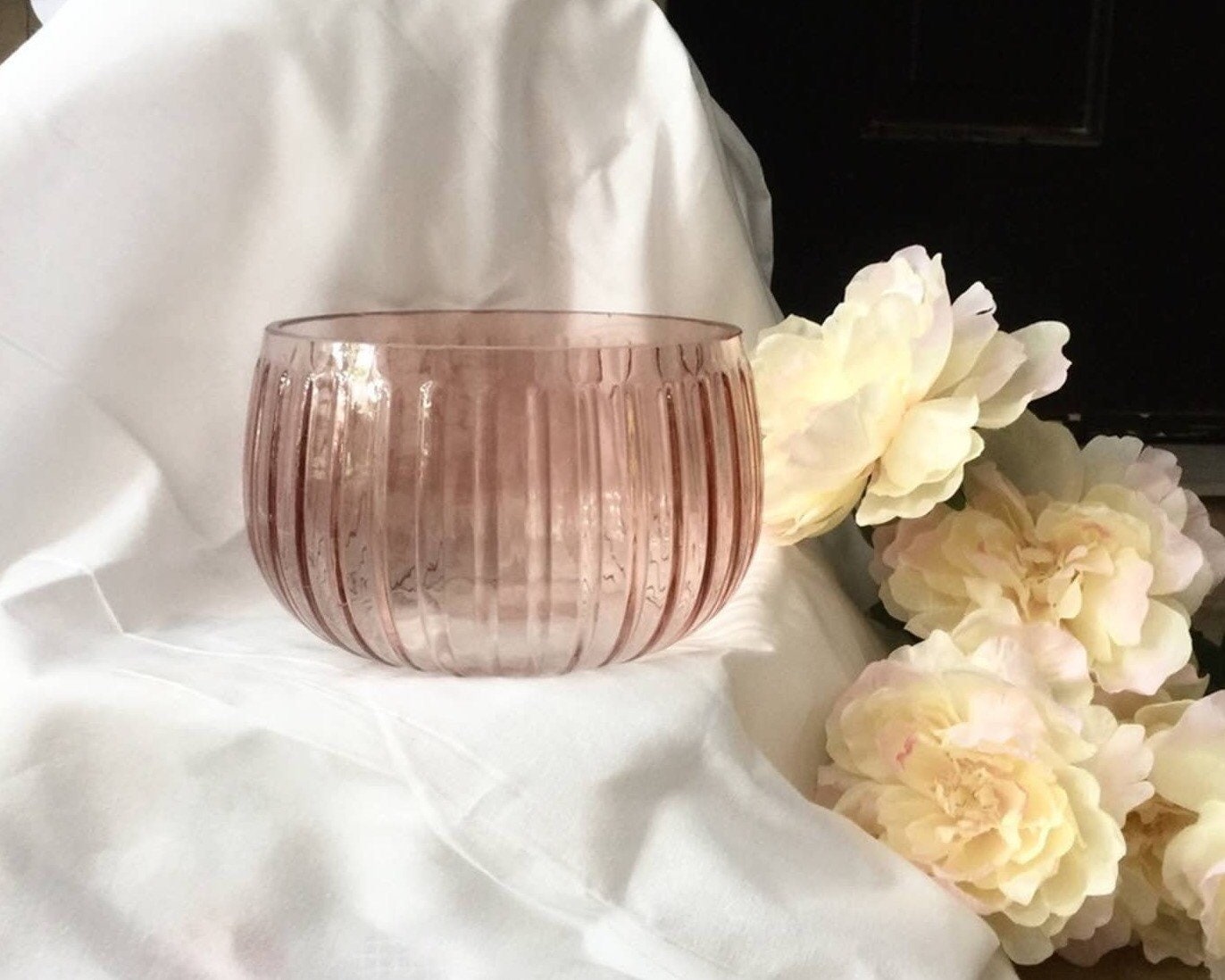 Hobby Lobby Coconut Ridged Round Glass Bowl. Etsy