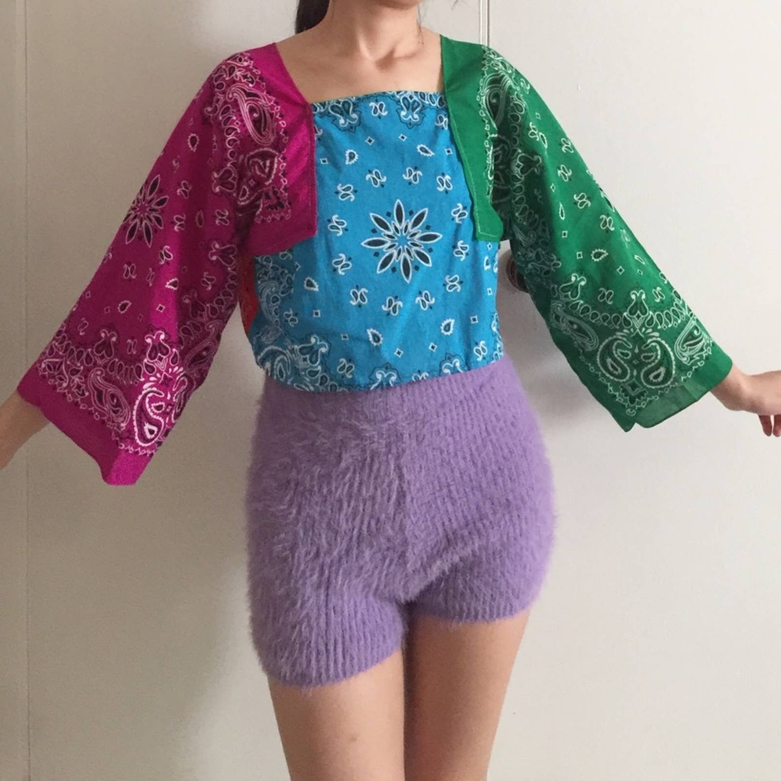 Bandana Blouse à manches longues fait à la main T004.W9. Etsy