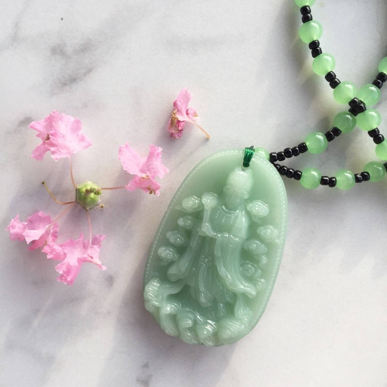 Genuine Malaysian Jade Mazu Pendent Necklace Etsy